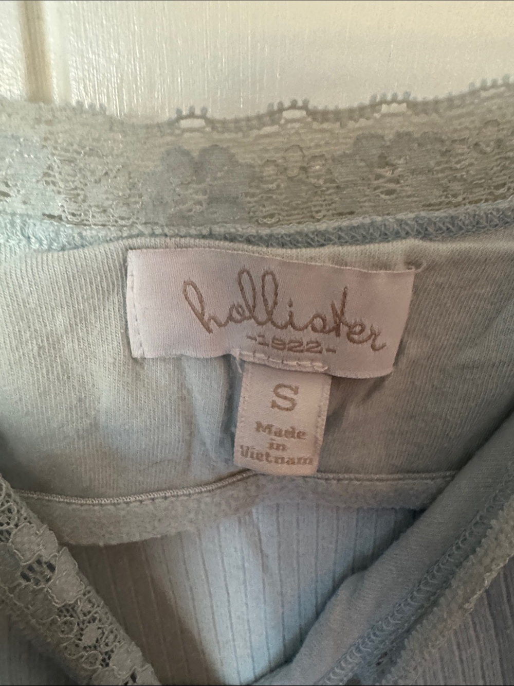 Hollister Light Blue Ribbed Lace-Trim Cami Tank - Picture 2 of 5